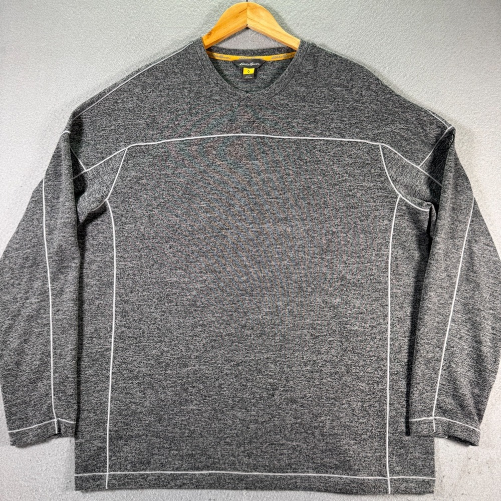 Eddie Bauer Travex Long Sleeve Shirt Mens Large Gray Knit Outdoor Comfort Fleece